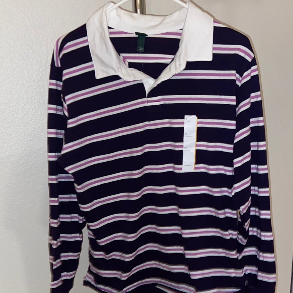 Striped Long Sleeve Polo Shirt